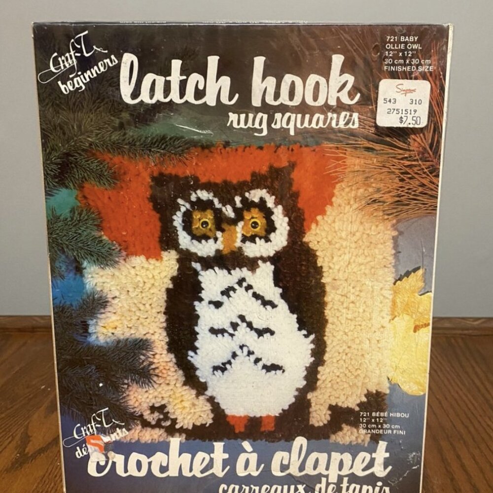Vintage Craf-T Baby Ollie Owl Latch Hook Rug Kit Unopened 1970s Craft Canada